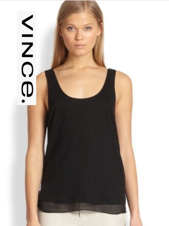 Vince Tops - VINCE Black silk scoop tank, L, CB2761